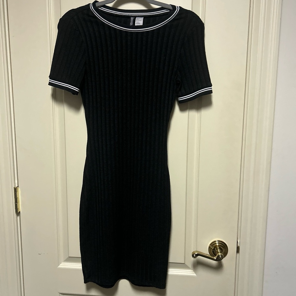 H&M Black Ribbed Mini Dress